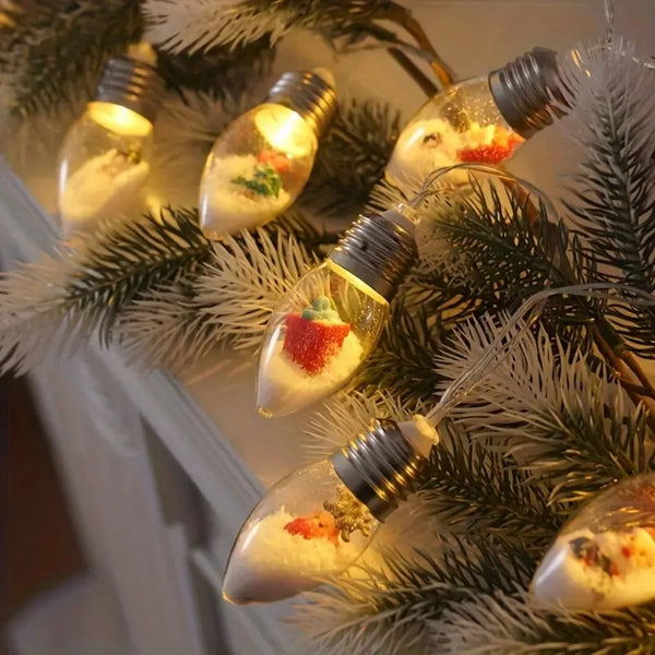 Battery-Powered LED Christmas Snowball String Lights