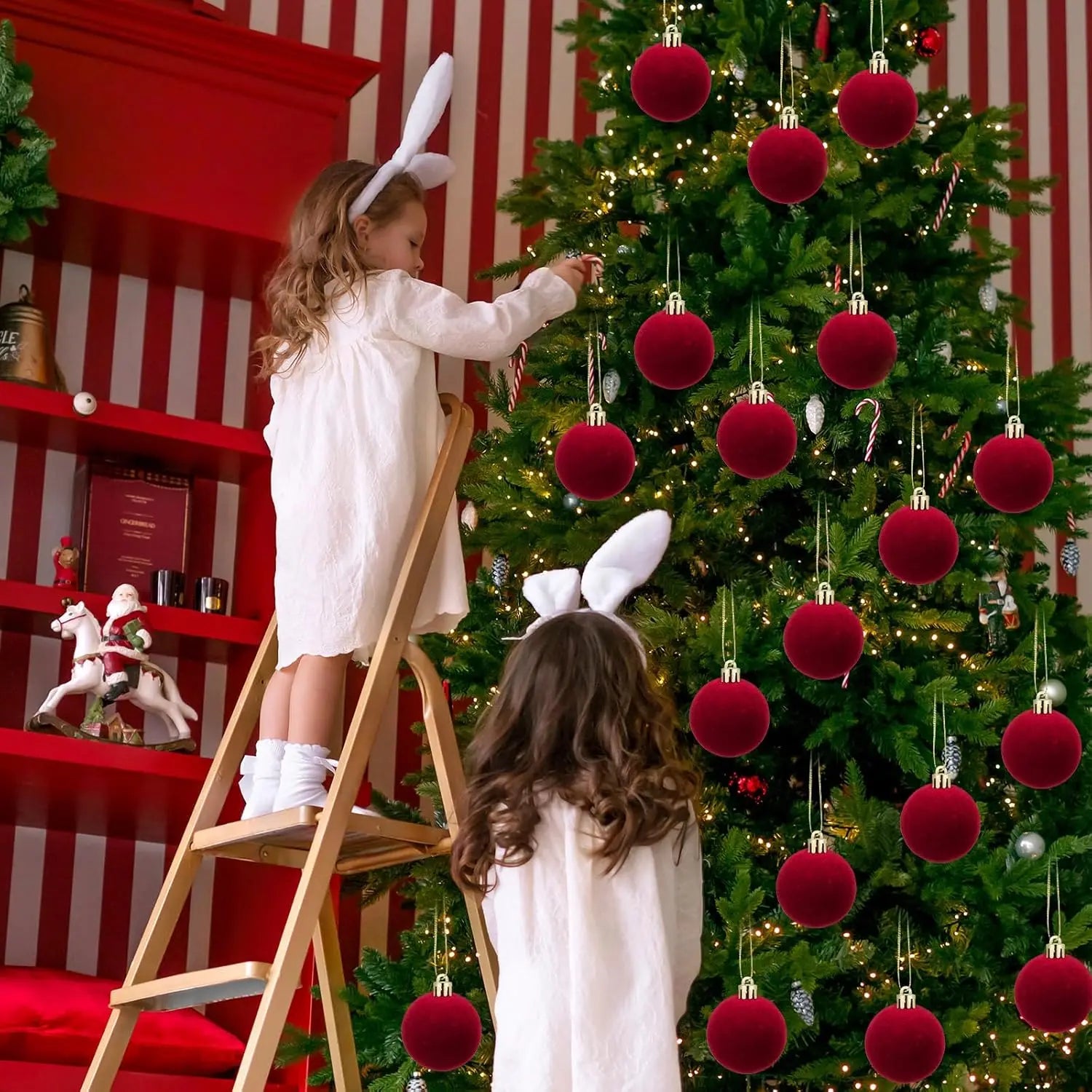 6cm Red Velvet Christmas Tree Ornaments