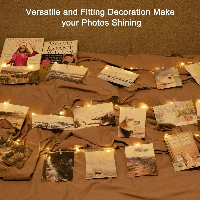 LED Fairy Lights Photo Clip String Light USB/Battery Powered Garland Lights For Bedroom Christmas Party Photo Wall Wedding Decor