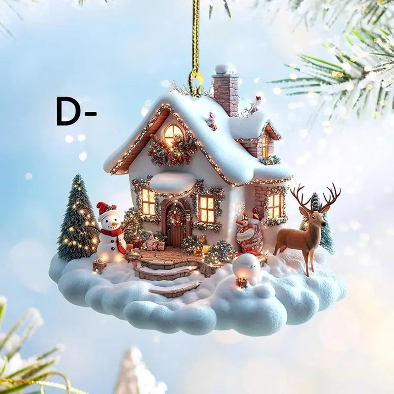 Acrylic Winter Village Christmas Pendant