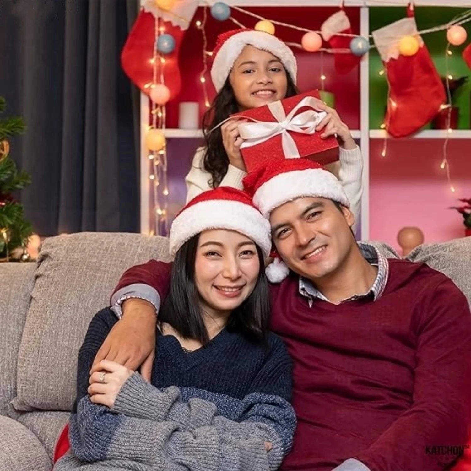 Fluffy Red Santa Hats for Adults