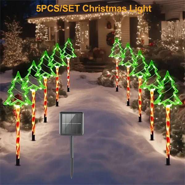 5PC Solar Candy Christmas Tree Lights
