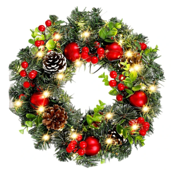 Elegant Red LED Christmas Wreath Decor