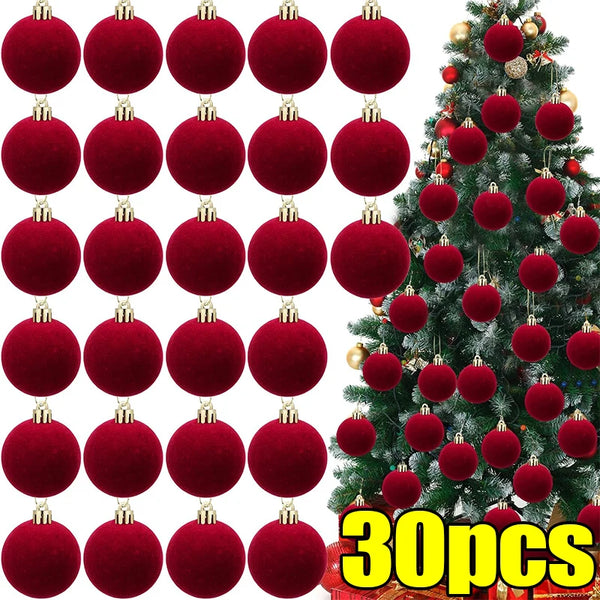 6cm Red Velvet Christmas Tree Ornaments