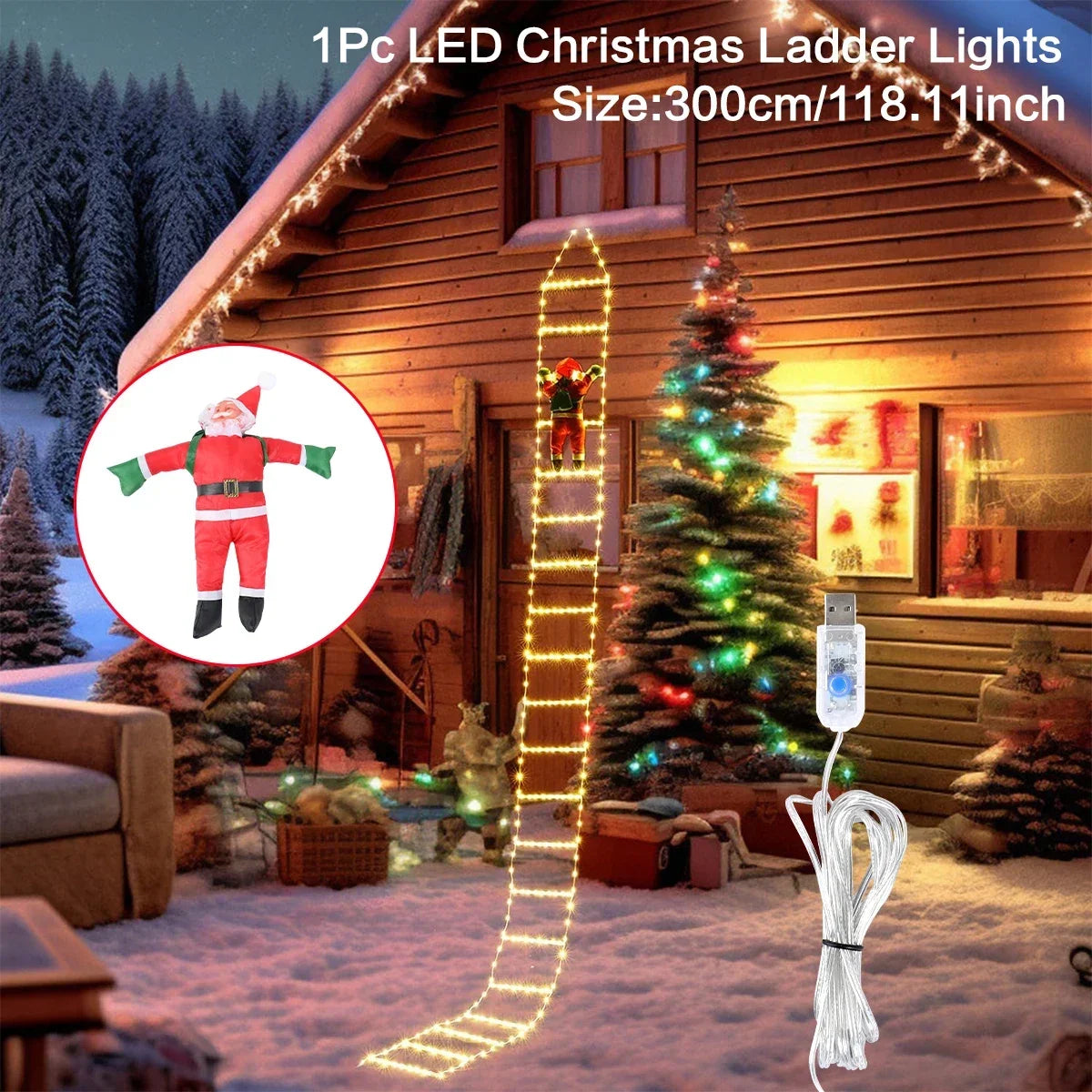 Santa Claus Climbing Ladder Light Decoration