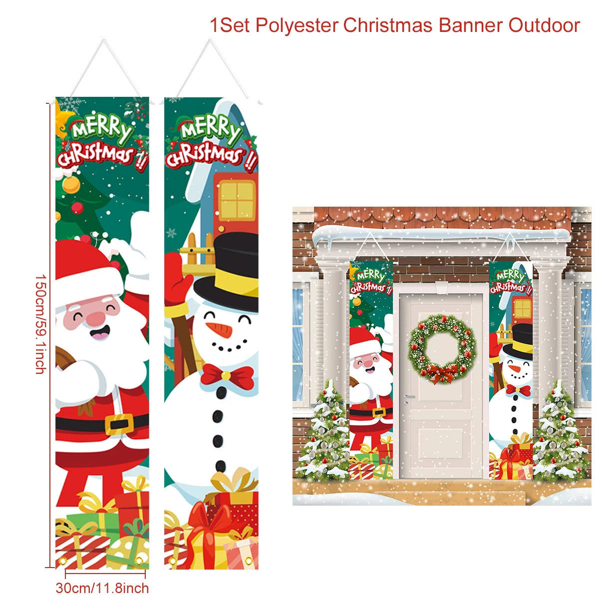 Merry Christmas 2025 Festive Door Banner