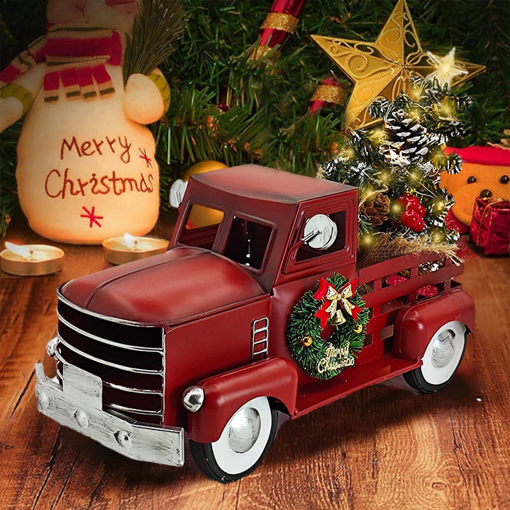 Red Christmas Truck with Twinkling Lights
