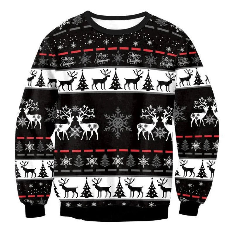 Men’s 3D Printed Reindeer Christmas Sweatshirt