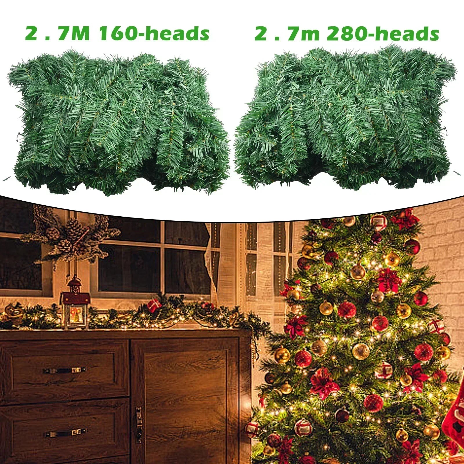 2.7M Artificial Pine Christmas Garland