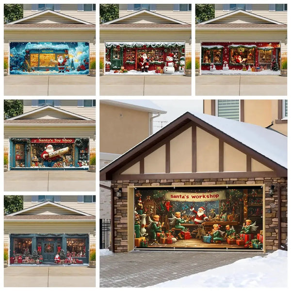 Large Santa Workshop Garage Door Banner