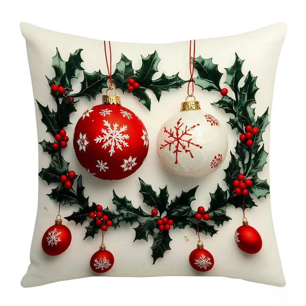 Snowman Print Christmas Linen Throw Pillowcase