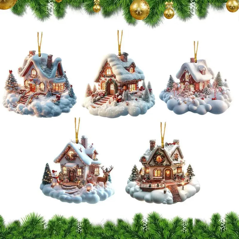 Acrylic Winter Village Christmas Pendant