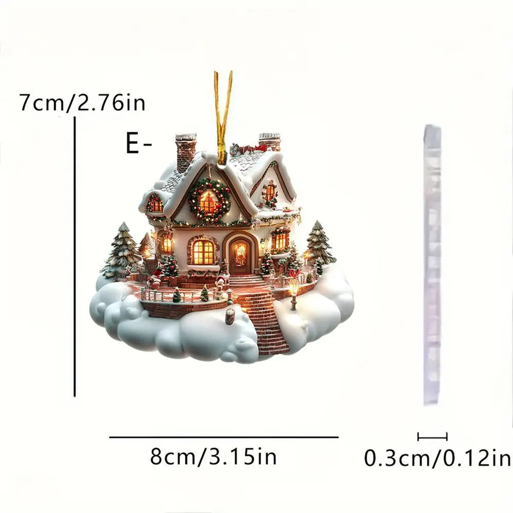 Acrylic Winter Village Christmas Pendant