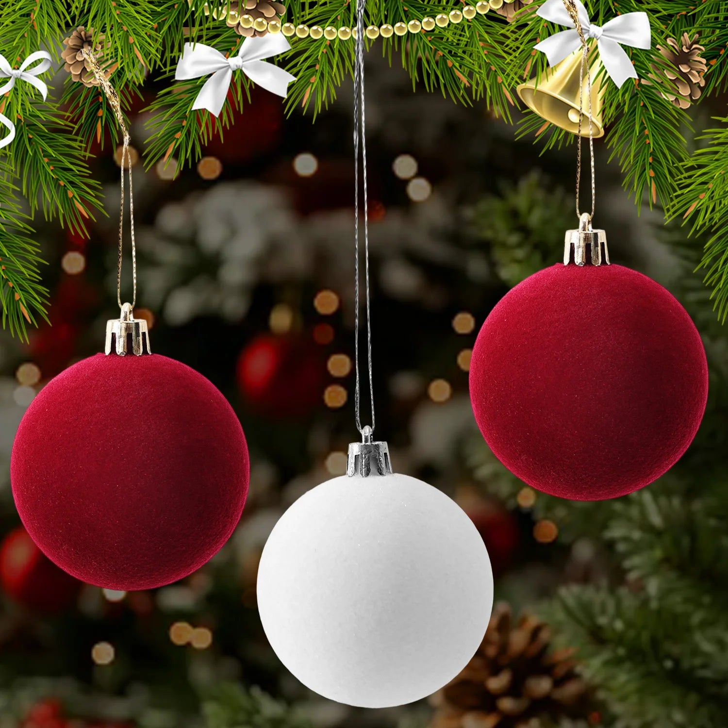 6cm Red Velvet Christmas Tree Ornaments