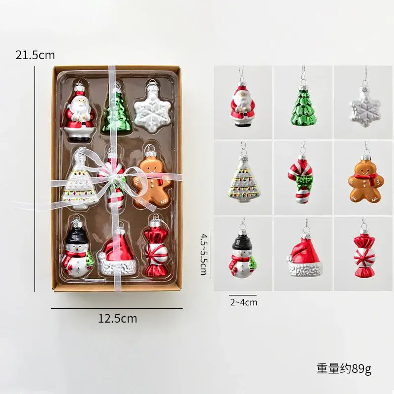 Glass Gingerbread Man Ornaments Set