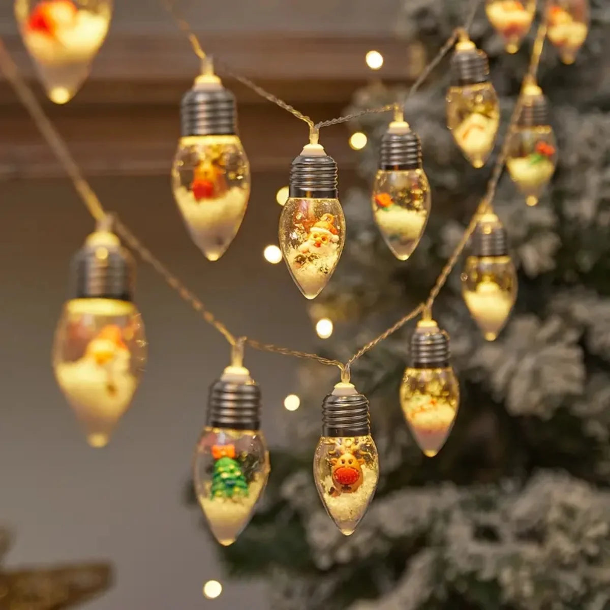 Battery-Powered LED Christmas Snowball String Lights