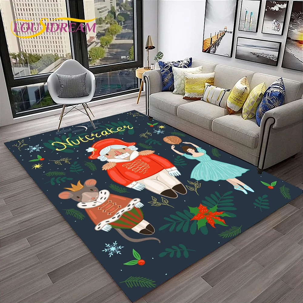 Nutcracker Christmas Cartoon Floor Rug