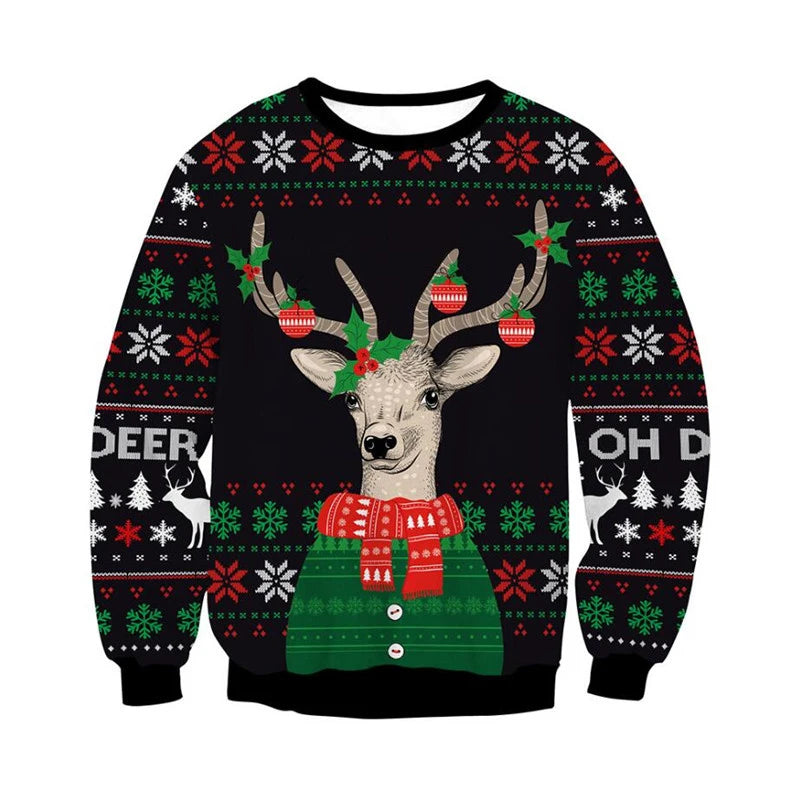 Men’s 3D Printed Reindeer Christmas Sweatshirt
