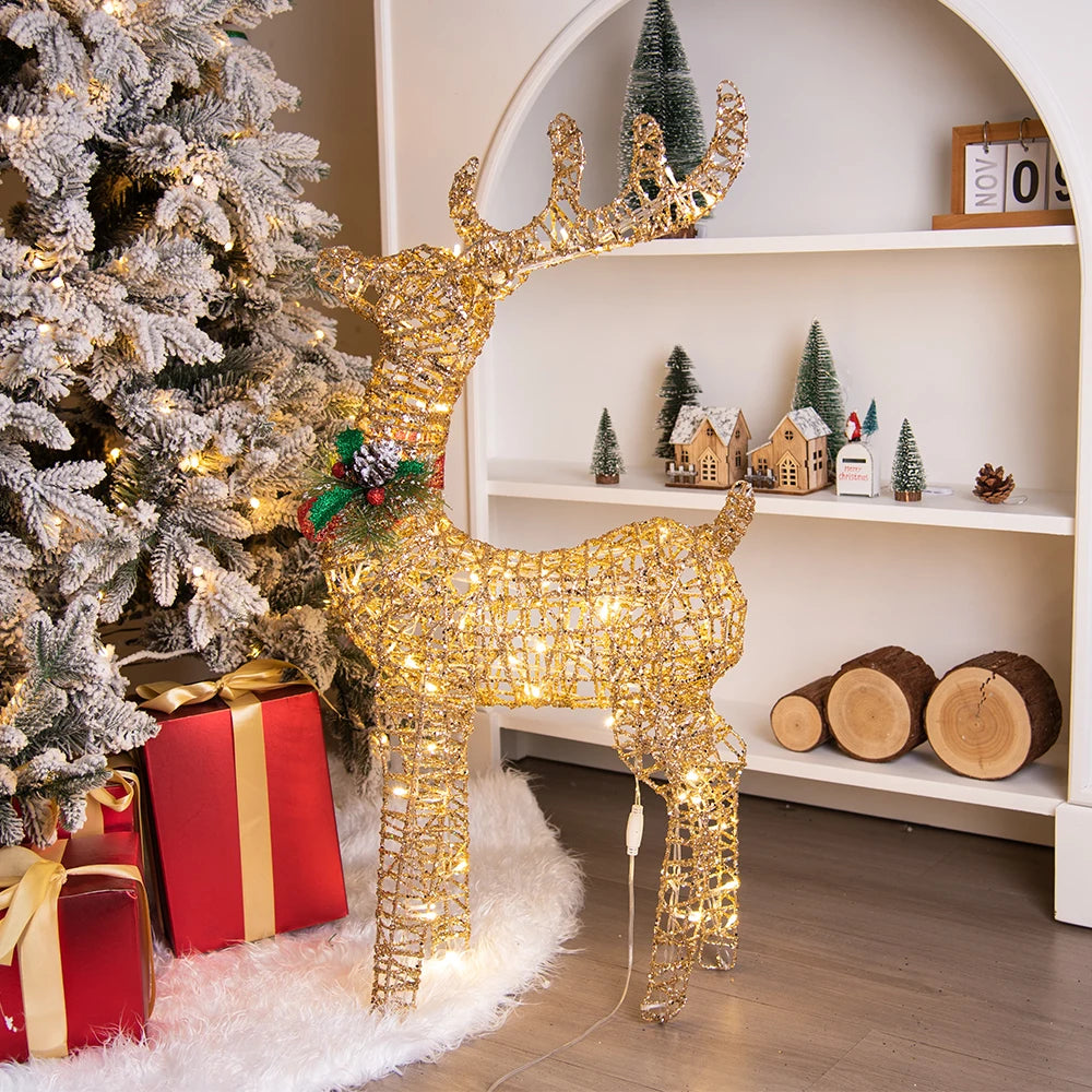 Golden Iron Reindeer Christmas Ornament
