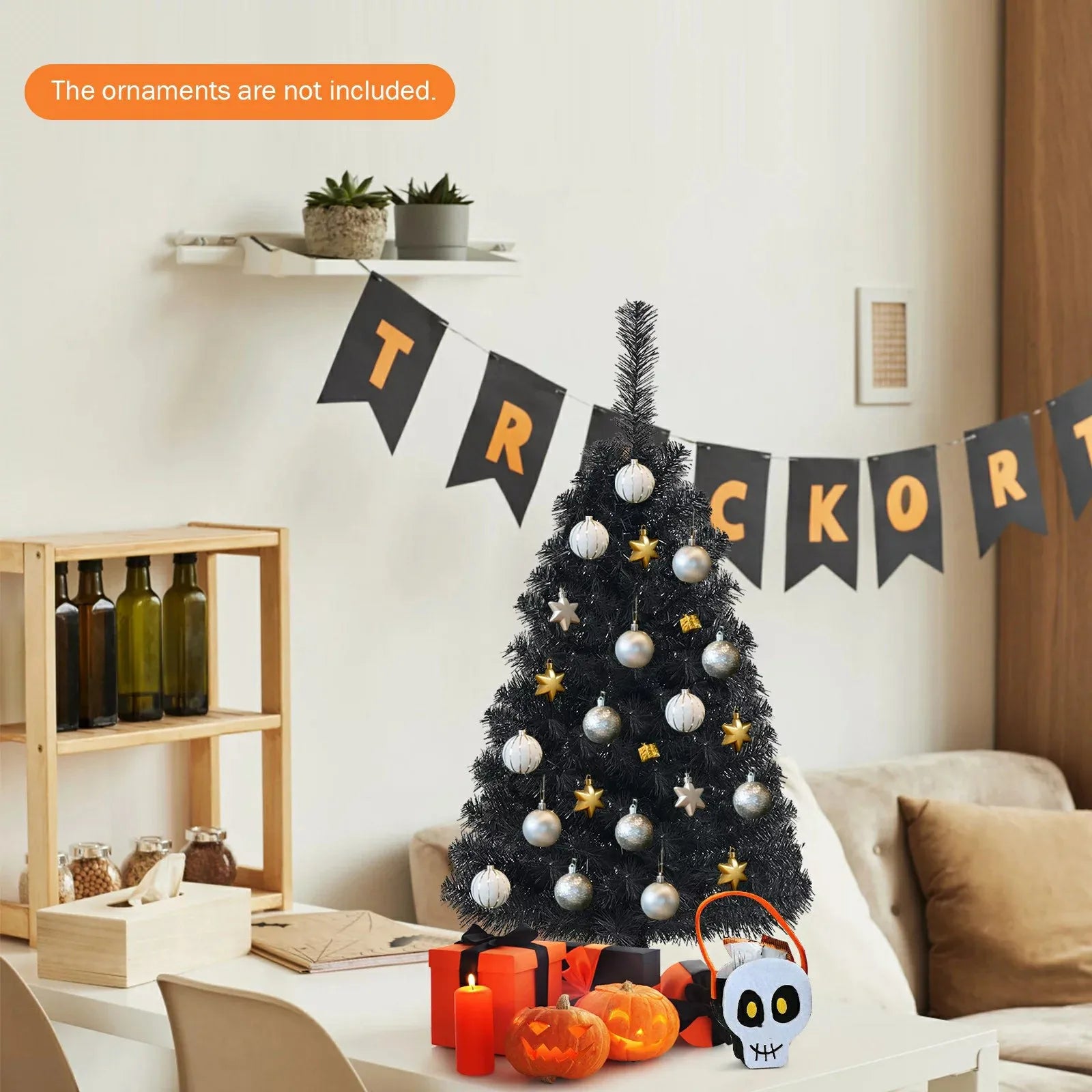 3 Ft Black Artificial Holiday Decoration Tree