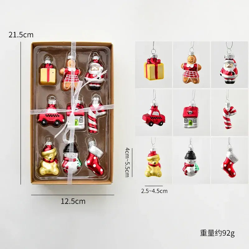 Glass Gingerbread Man Ornaments Set