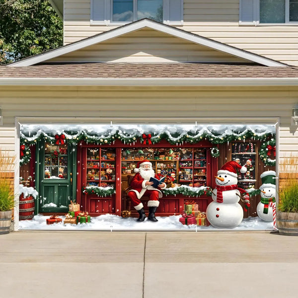 Large Santa Workshop Garage Door Banner