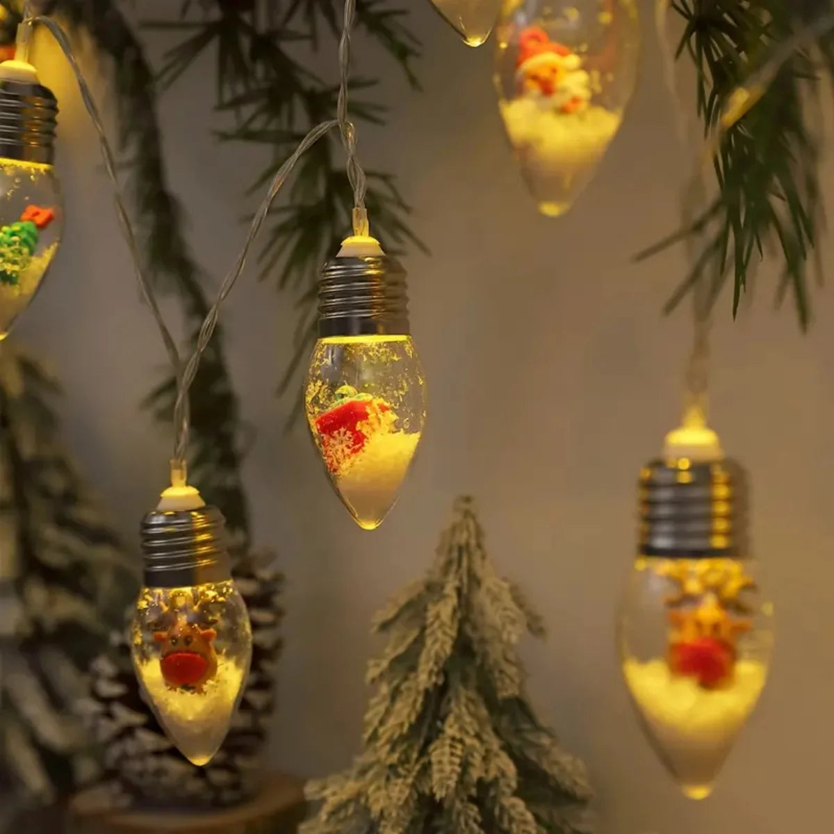Battery-Powered LED Christmas Snowball String Lights