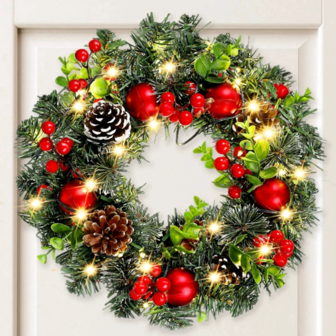 Elegant Red LED Christmas Wreath Decor