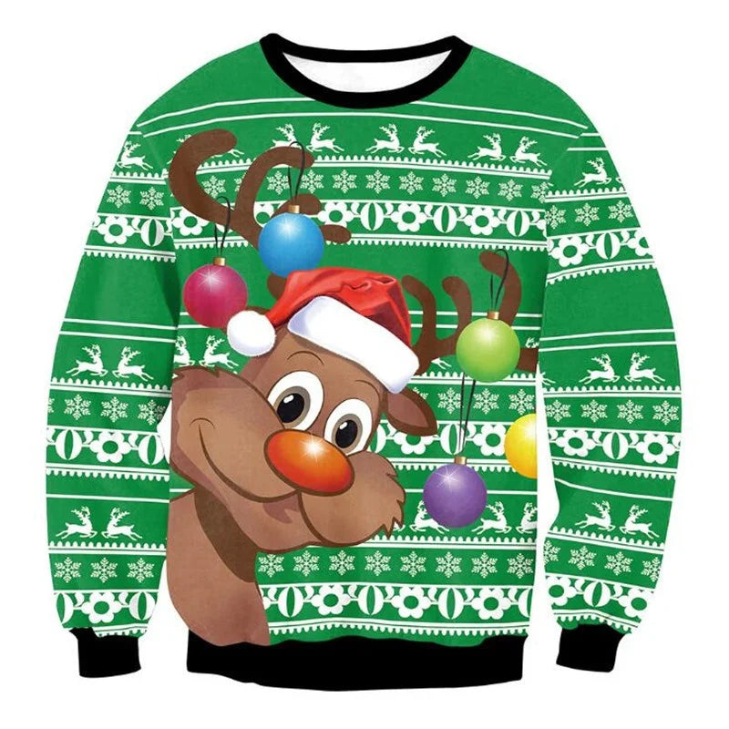 Men’s 3D Printed Reindeer Christmas Sweatshirt
