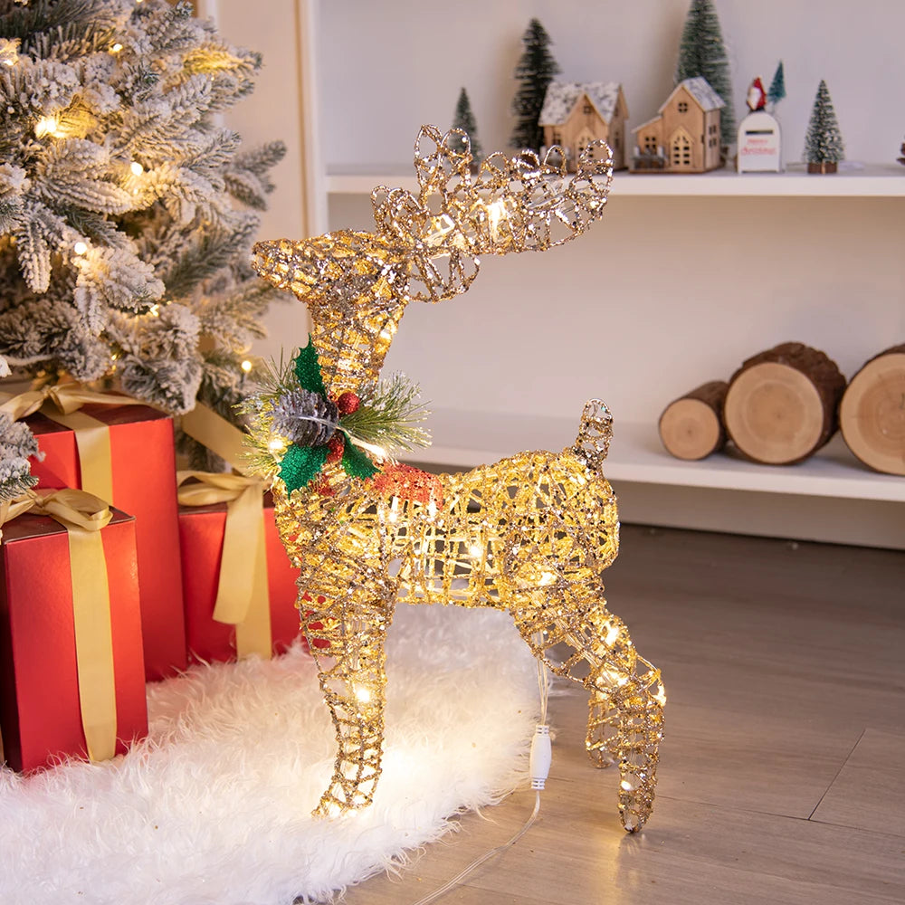 Golden Iron Reindeer Christmas Ornament