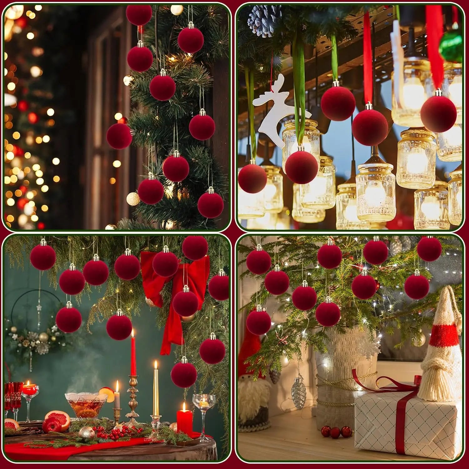 6cm Red Velvet Christmas Tree Ornaments