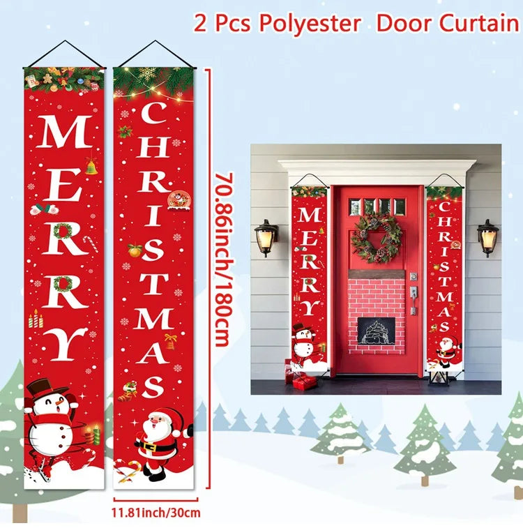 Merry Christmas 2025 Festive Door Banner