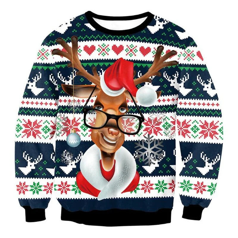 Men’s 3D Printed Reindeer Christmas Sweatshirt