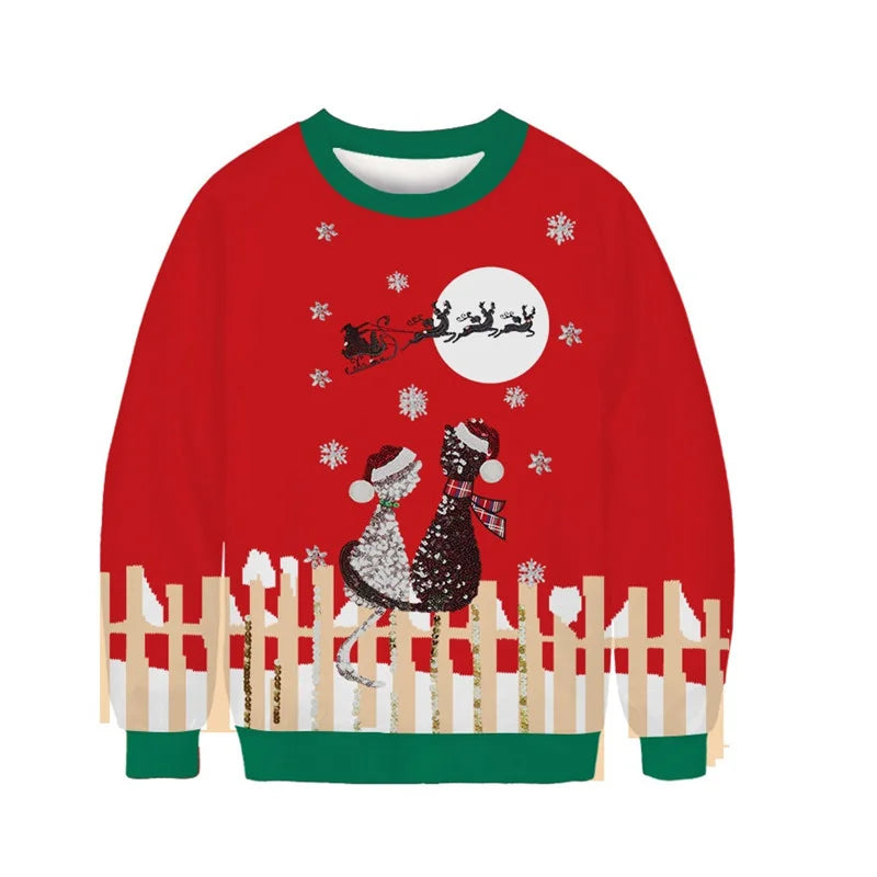 Men’s 3D Printed Reindeer Christmas Hoodie