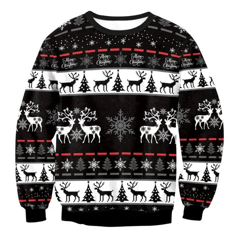Men’s 3D Printed Reindeer Christmas Sweatshirt