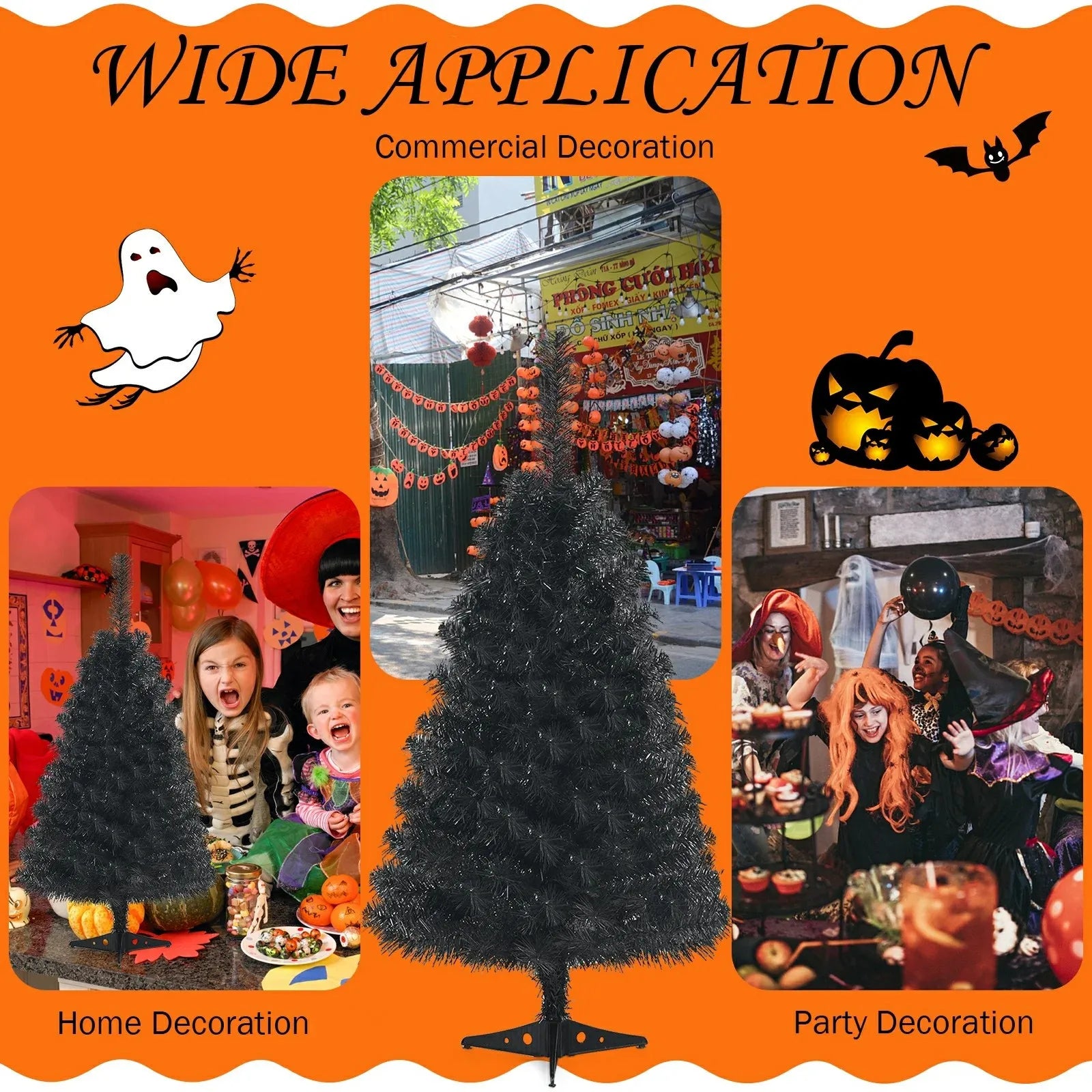 3 Ft Black Artificial Holiday Decoration Tree