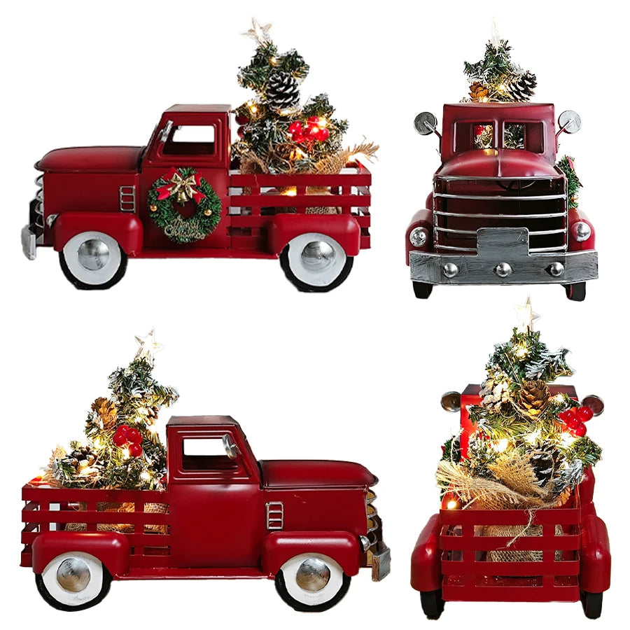 Red Christmas Truck with Twinkling Lights