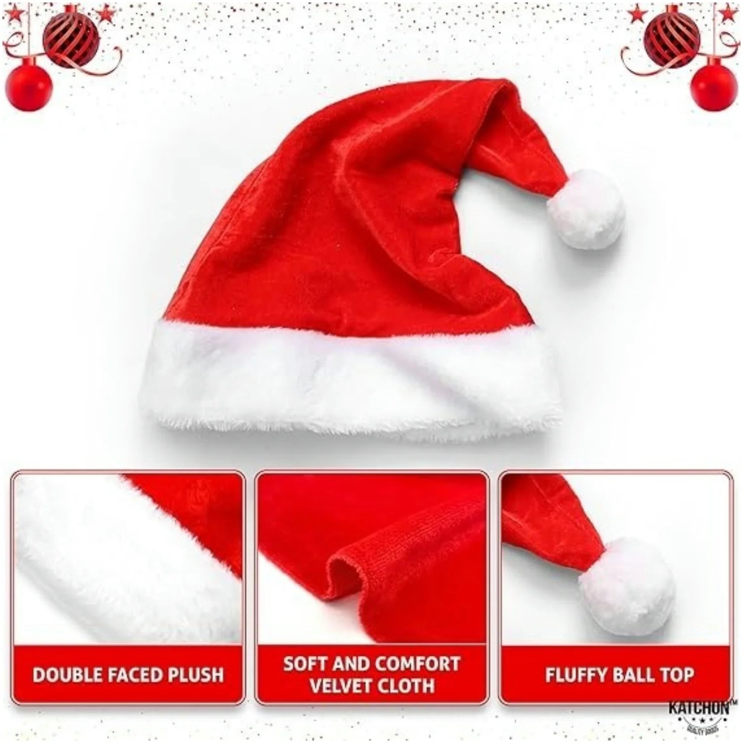Fluffy Red Santa Hats for Adults