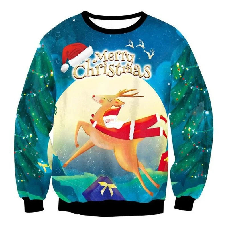 Men’s 3D Printed Reindeer Christmas Sweatshirt