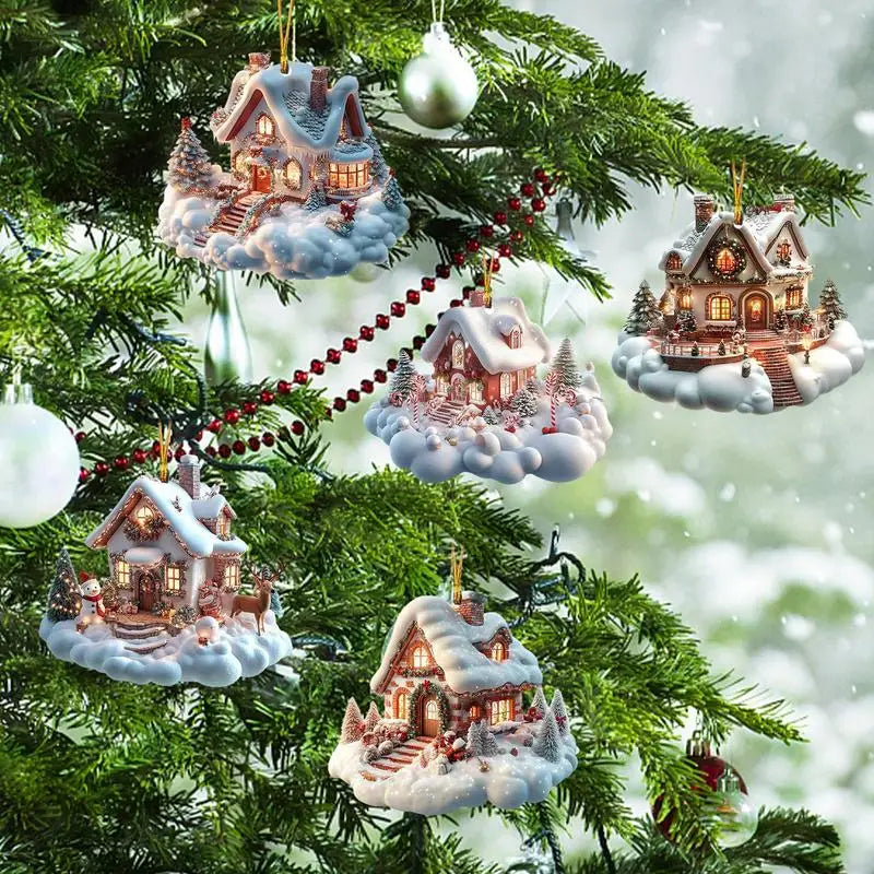 Acrylic Winter Village Christmas Pendant