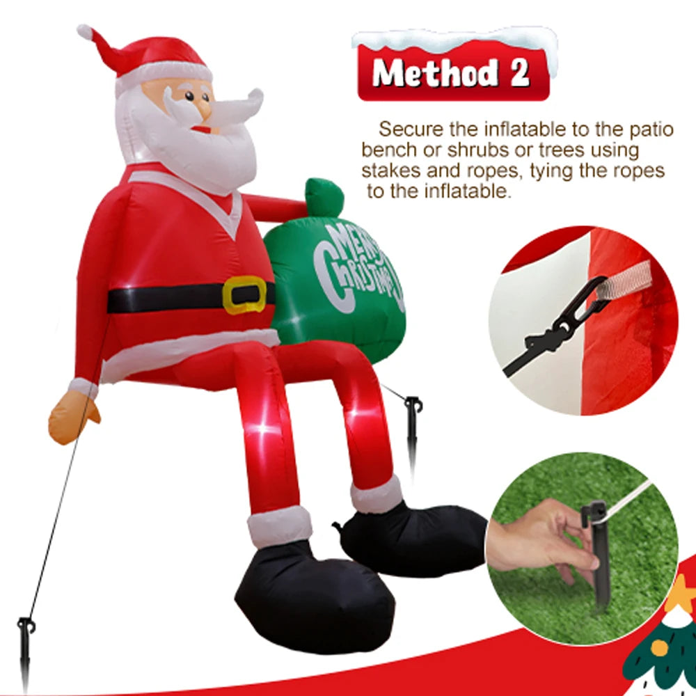 8FT Inflatable Santa with LED Present Bag