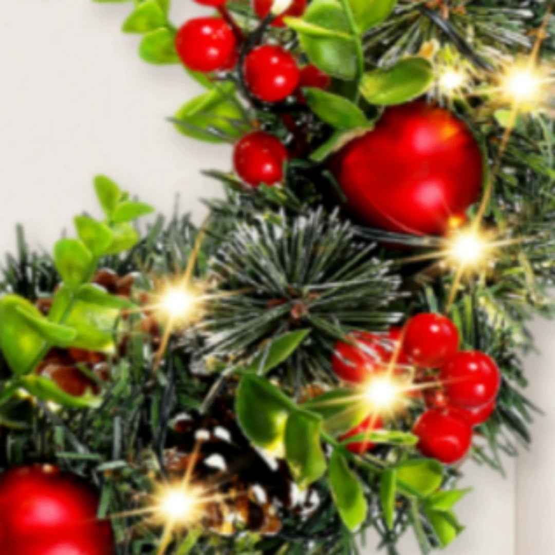 Elegant Red LED Christmas Wreath Decor