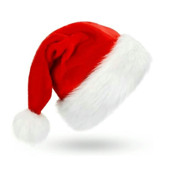 Fluffy Red Santa Hats for Adults