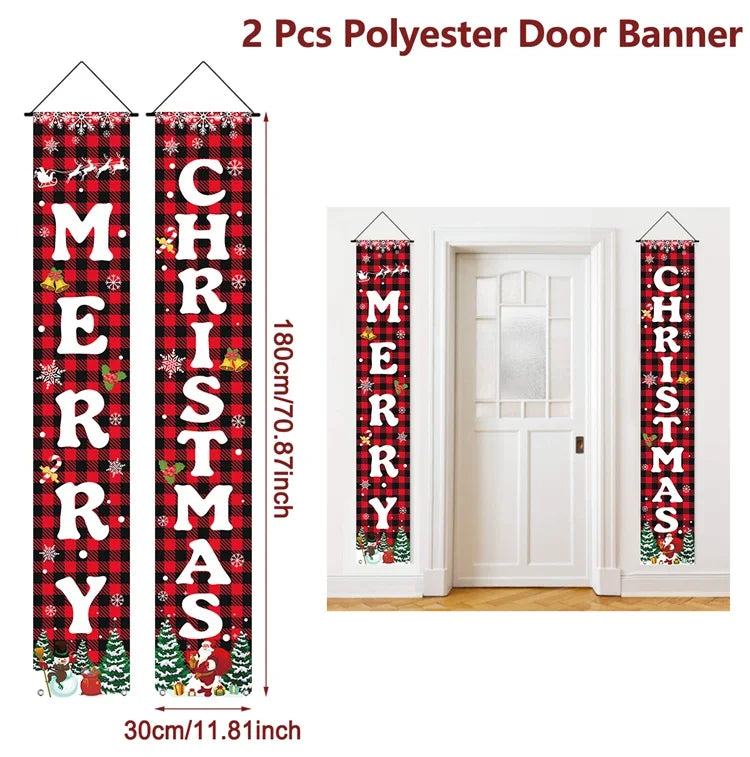 Merry Christmas 2025 Festive Door Banner