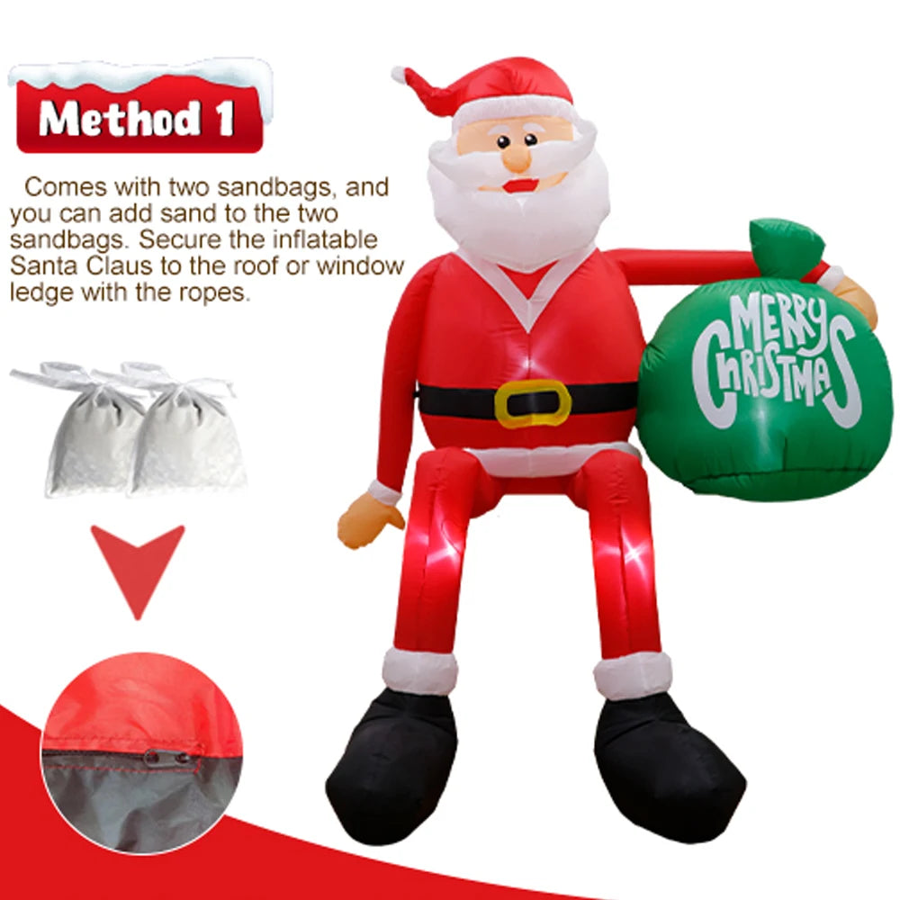 8FT Inflatable Santa with LED Present Bag