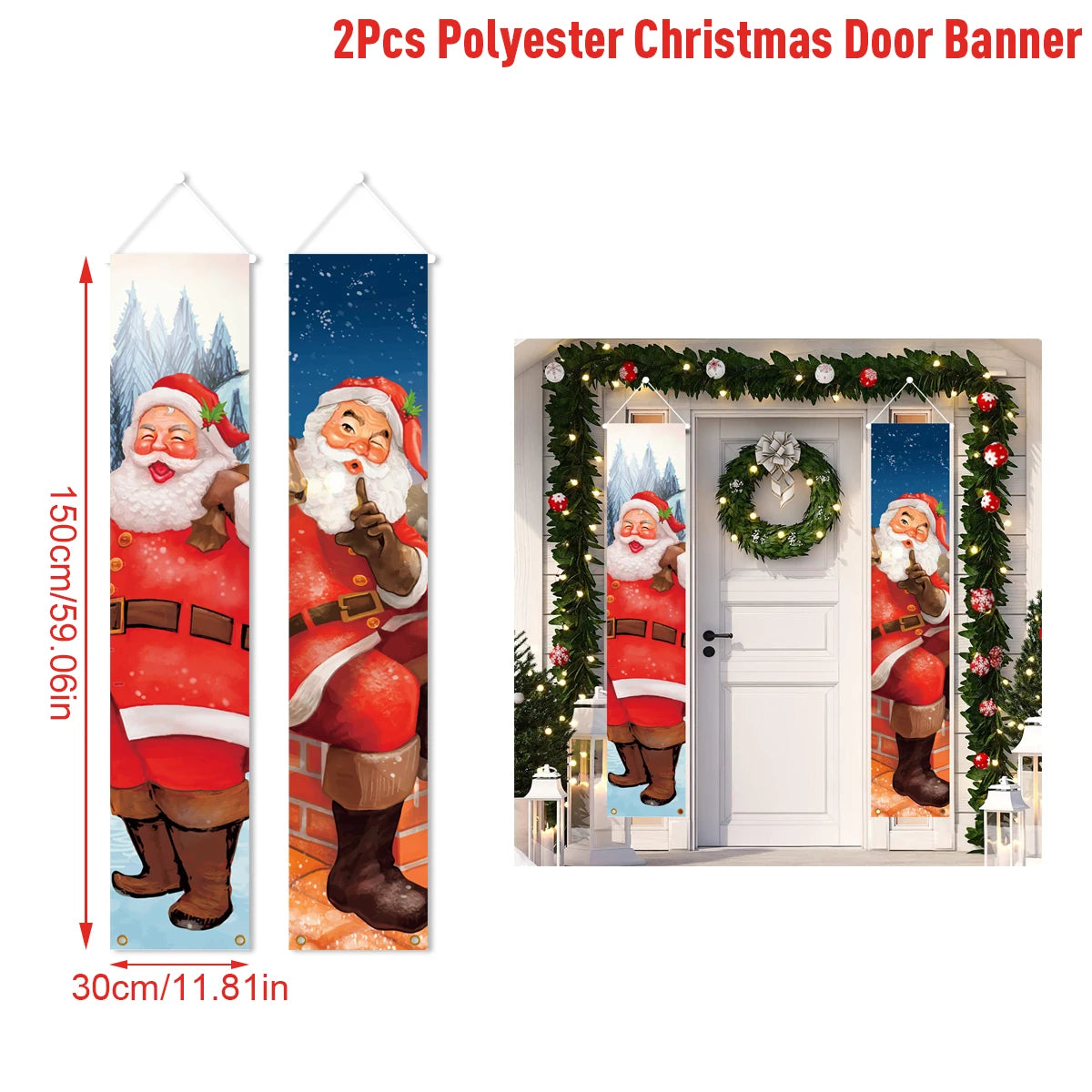 Merry Christmas 2025 Festive Door Banner