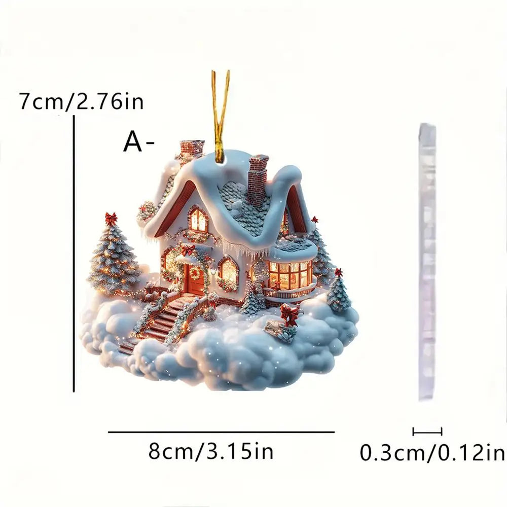 Acrylic Winter Village Christmas Pendant