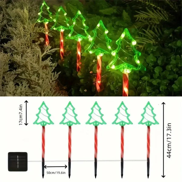 5PC Solar Candy Christmas Tree Lights