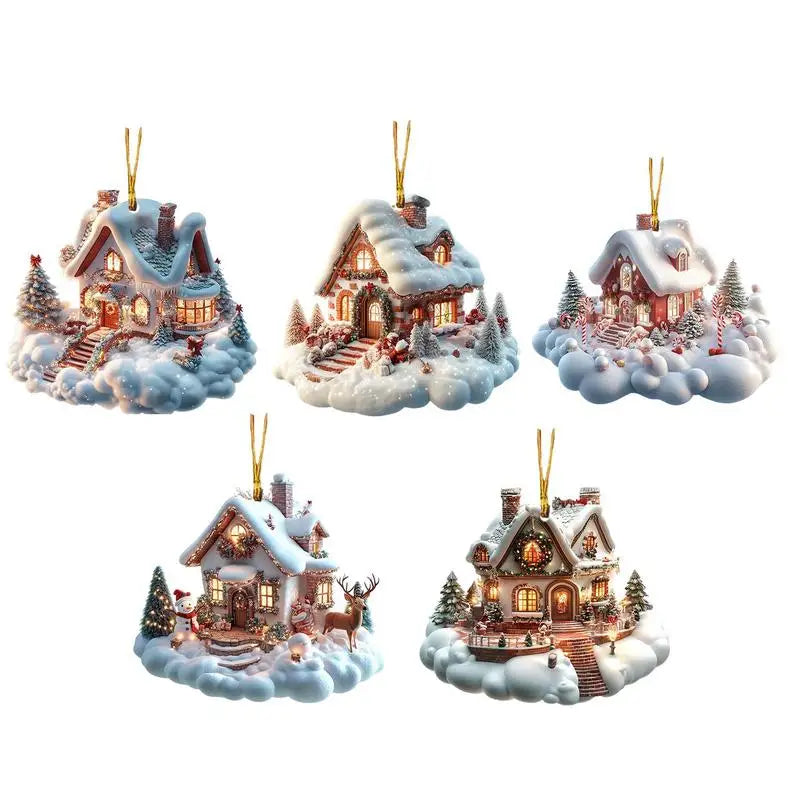 Acrylic Winter Village Christmas Pendant