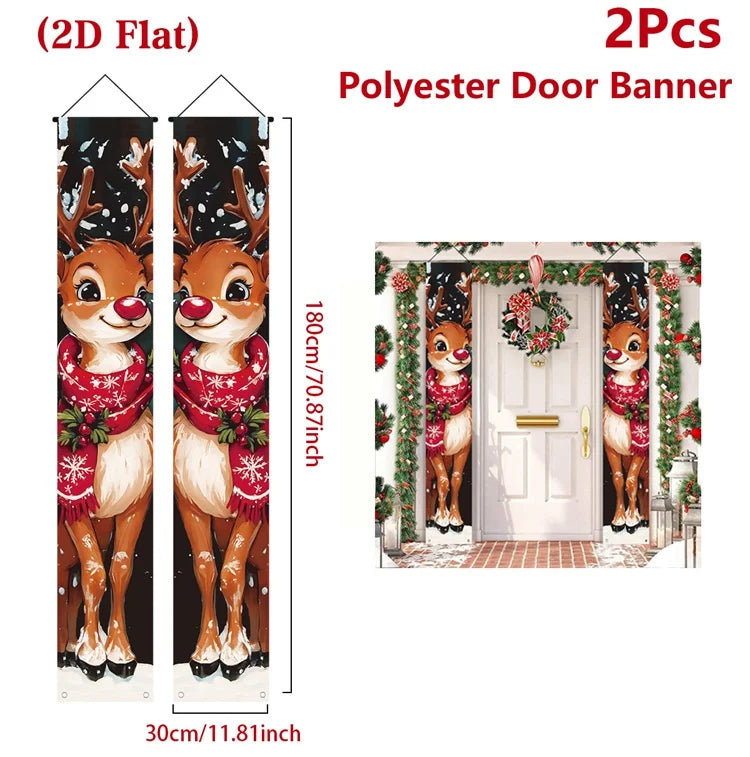 Merry Christmas 2025 Festive Door Banner